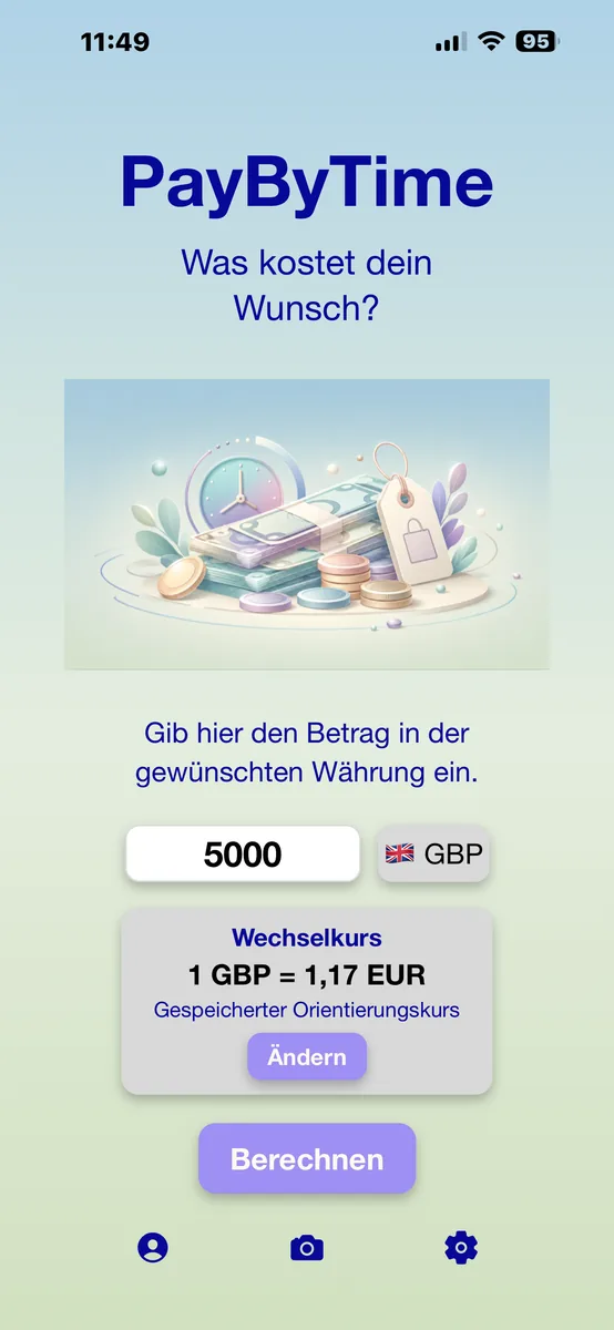 Wunschbetrag mit Fremdwährung