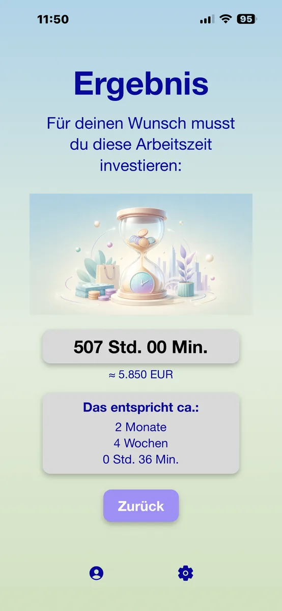 PayByTime Ergebnis mit Fremdwährung