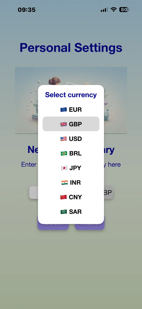 Net income and currency selection