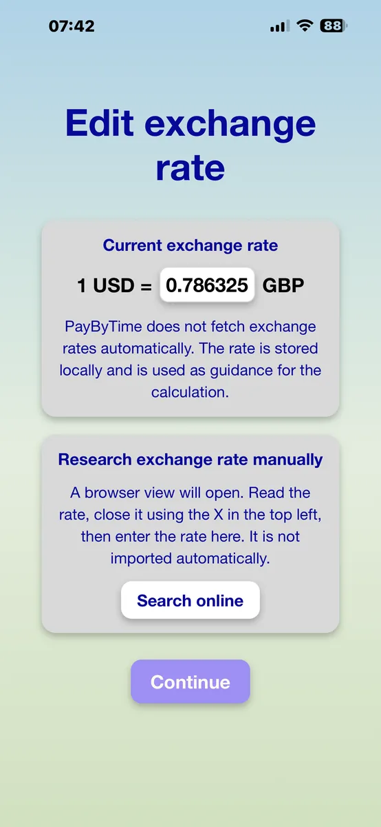 Edit exchange rate