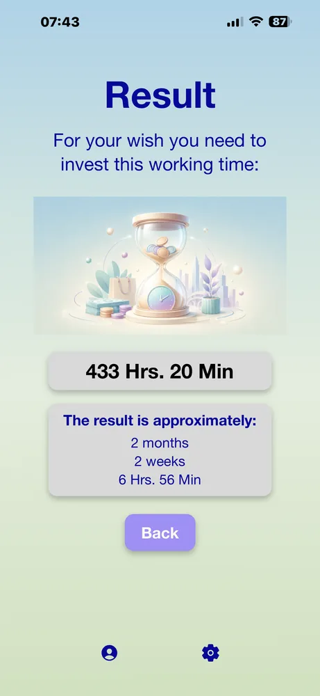 PayByTime result screen
