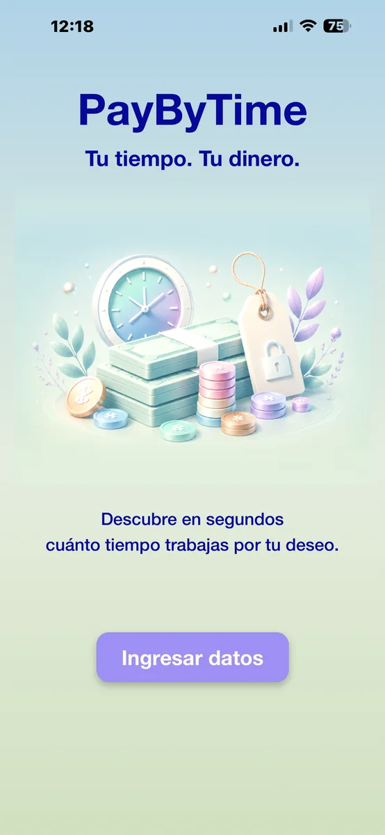 PayByTime start screen