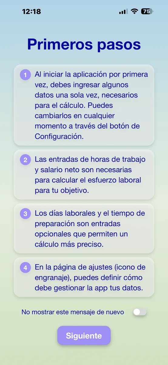 PayByTime first steps screen