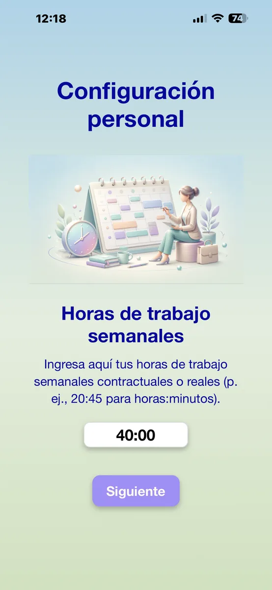 Introducir horas de trabajo semanales