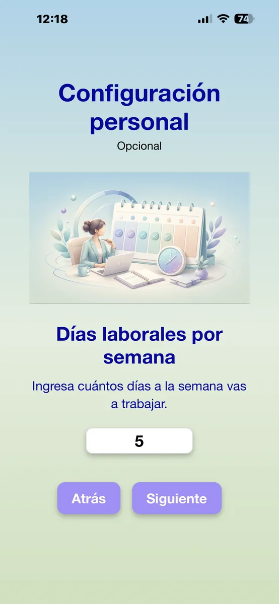 Días laborales por semana