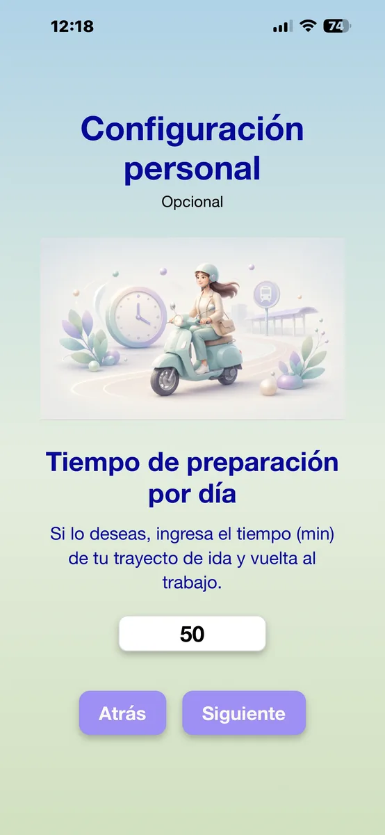 Tiempo de preparación por día