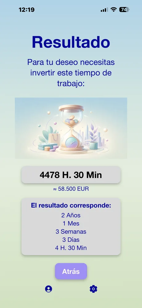 Pantalla de resultado de PayByTime
