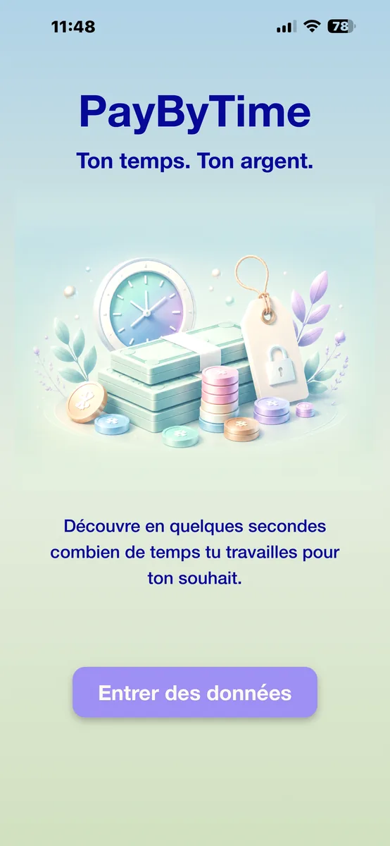 Écran de démarrage PayByTime