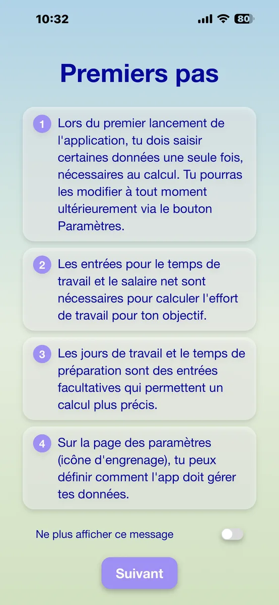 Écran Premiers pas PayByTime