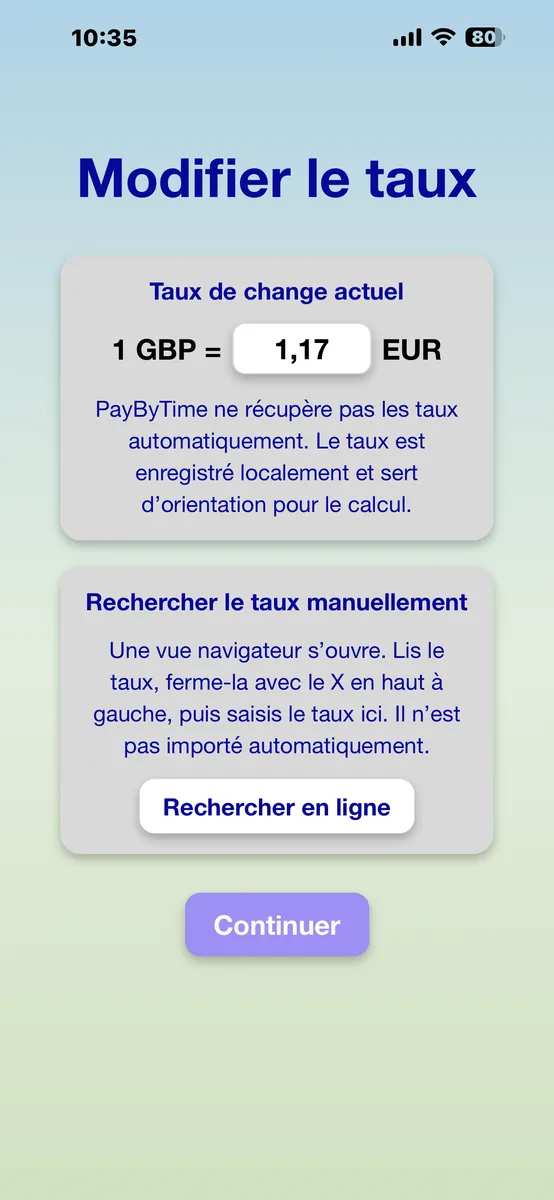 Modifier le taux