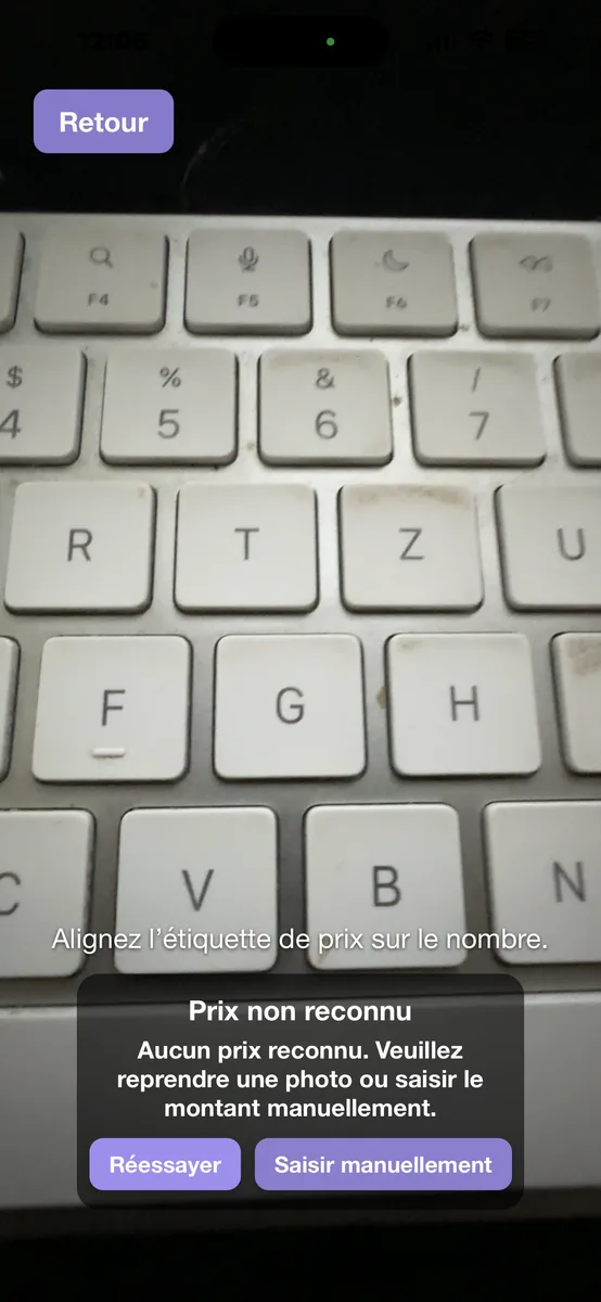 Caméra no recognition