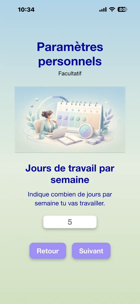 Jours de travail par semaine