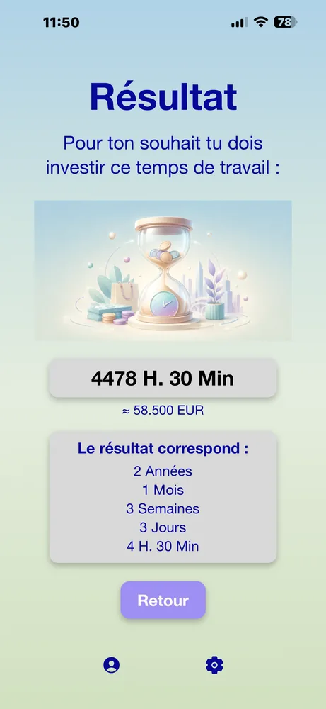 Écran de résultat PayByTime