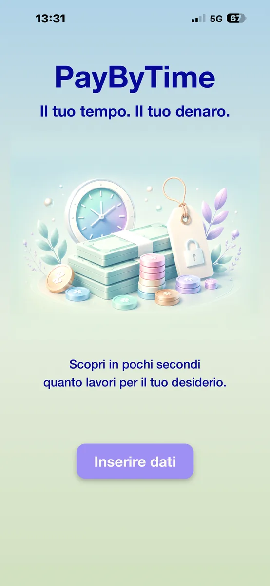 PayByTime start screen