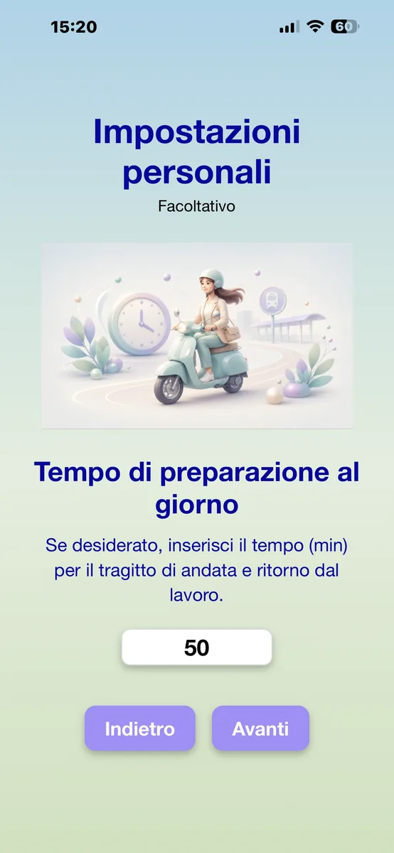 Tempo di preparazione al giorno