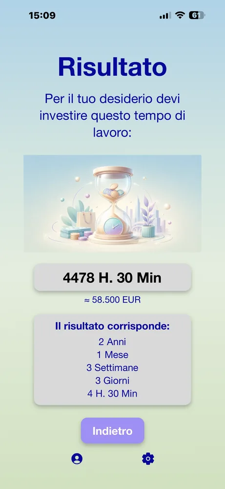 Schermata dei risultati di PayByTime