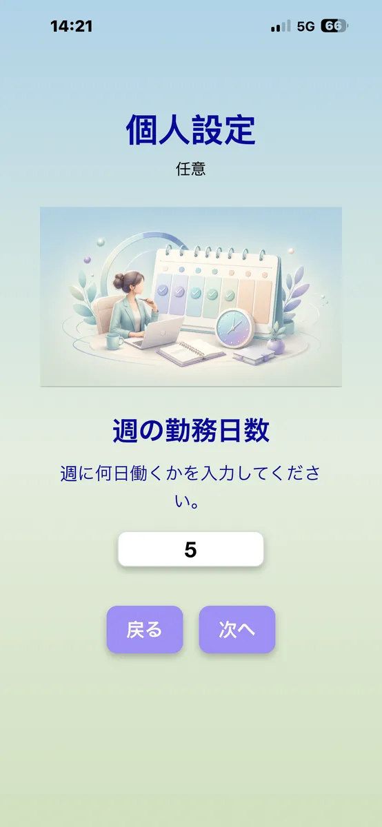 週の勤務日数