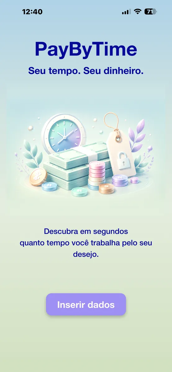 PayByTime start screen