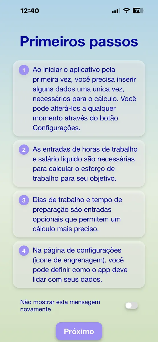 PayByTime first steps screen