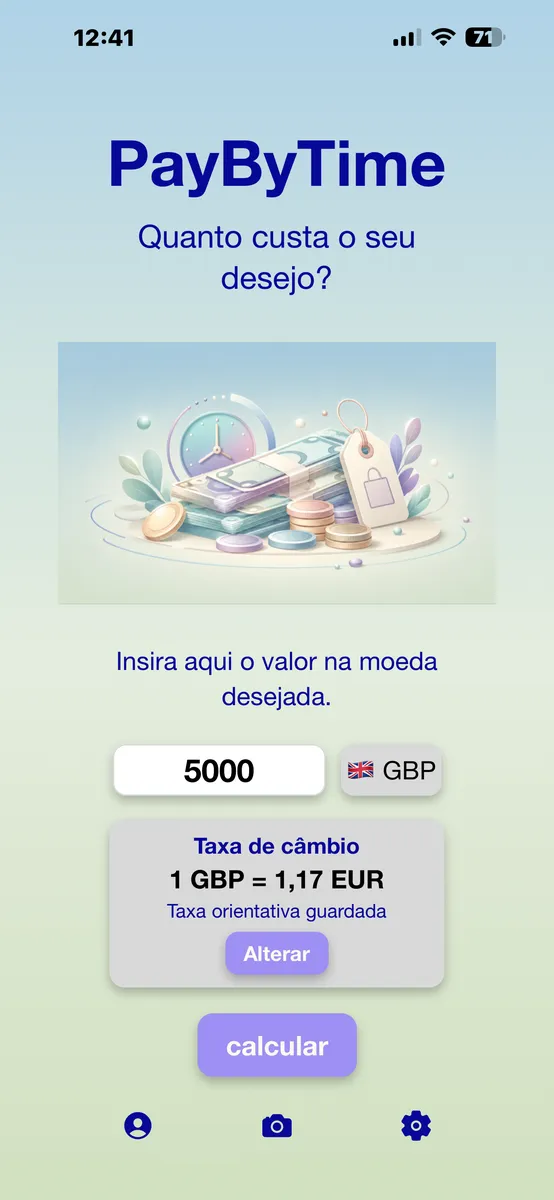 Valor desejado com moeda estrangeira