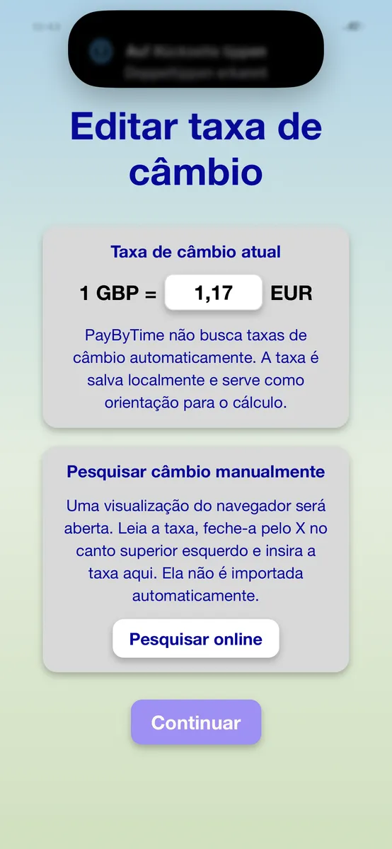 Editar taxa de câmbio