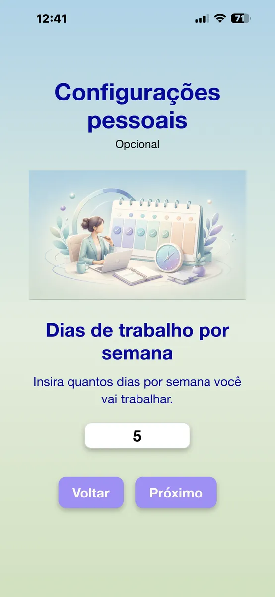 Dias de trabalho por semana