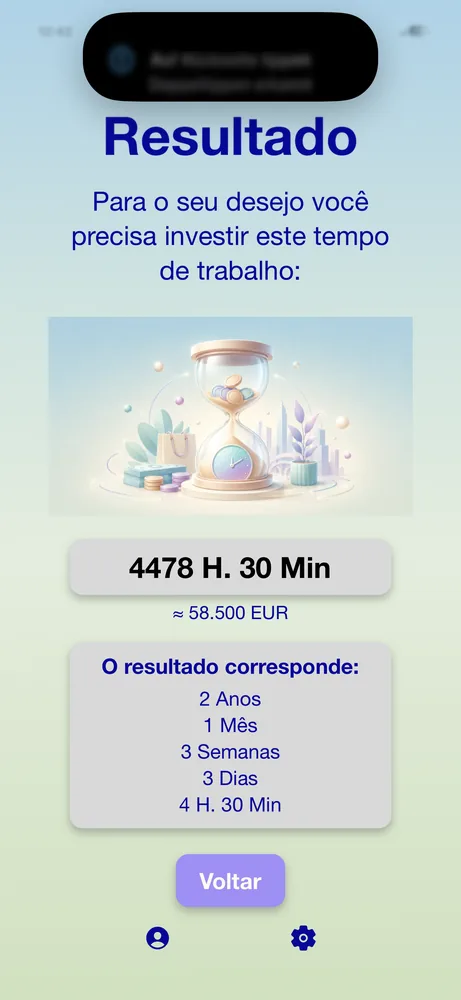 Ecrã de resultado do PayByTime